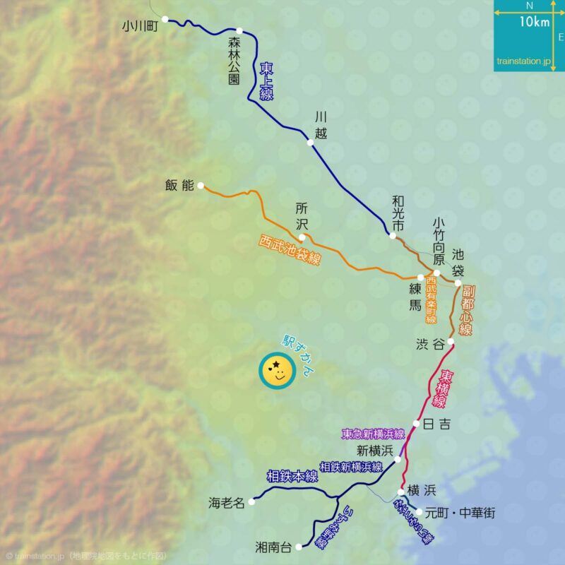 東横線⇔副都心線ほか乗り入れ路線図