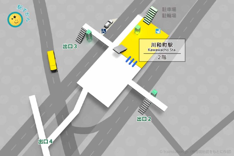 川和町駅構内図と周辺地図