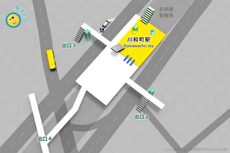 川和町駅構内図と周辺地図