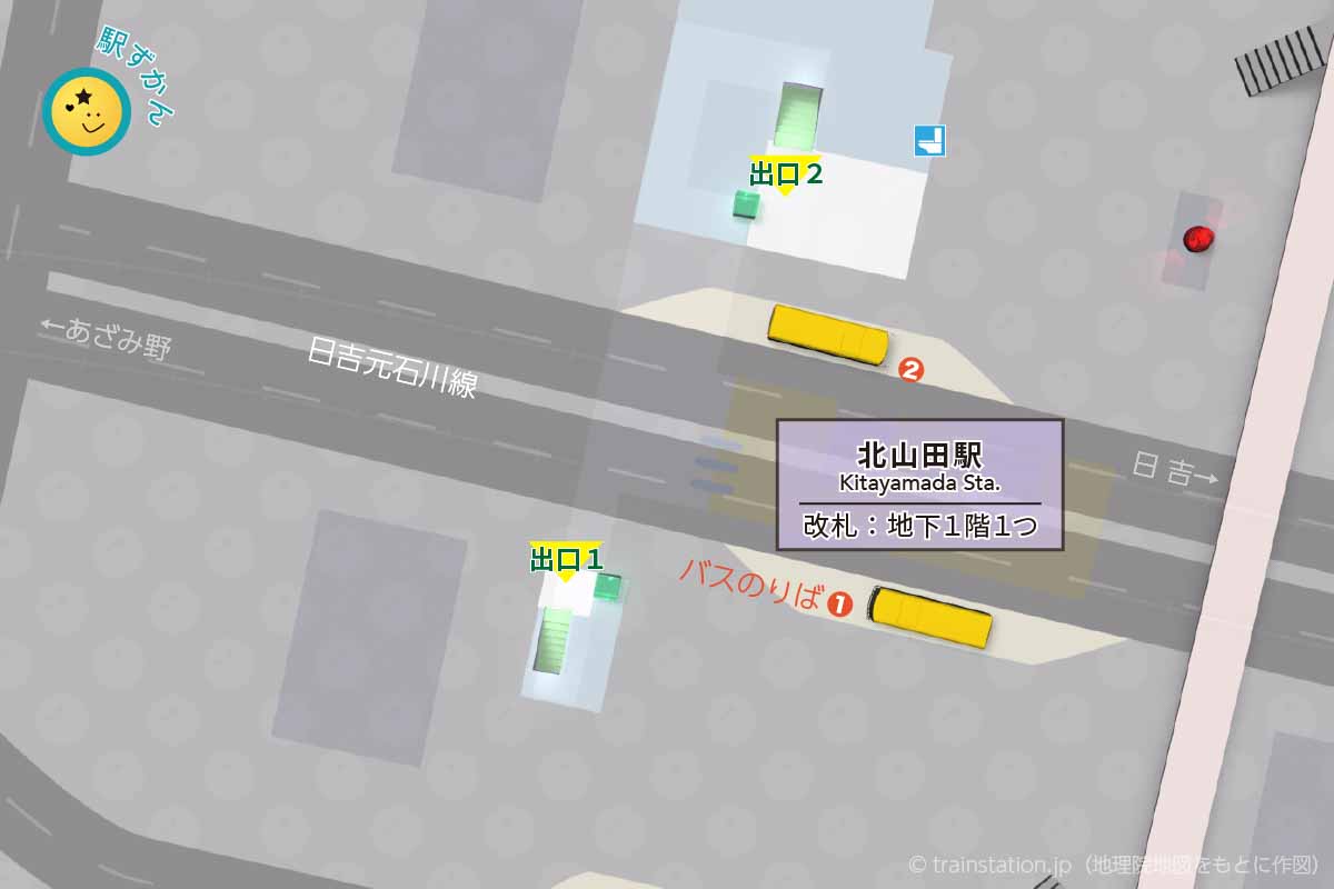 北山田駅バス乗り場マップ
