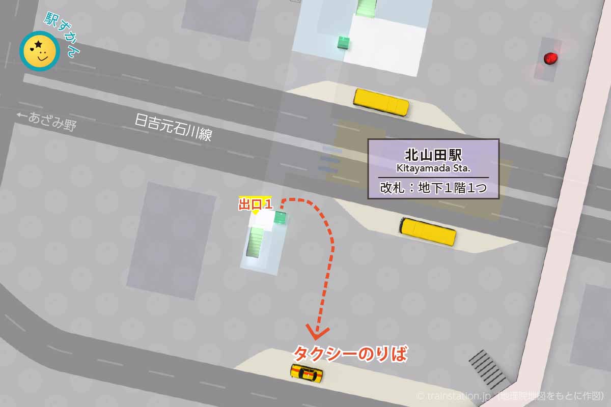 北山田駅タクシー乗り場マップ