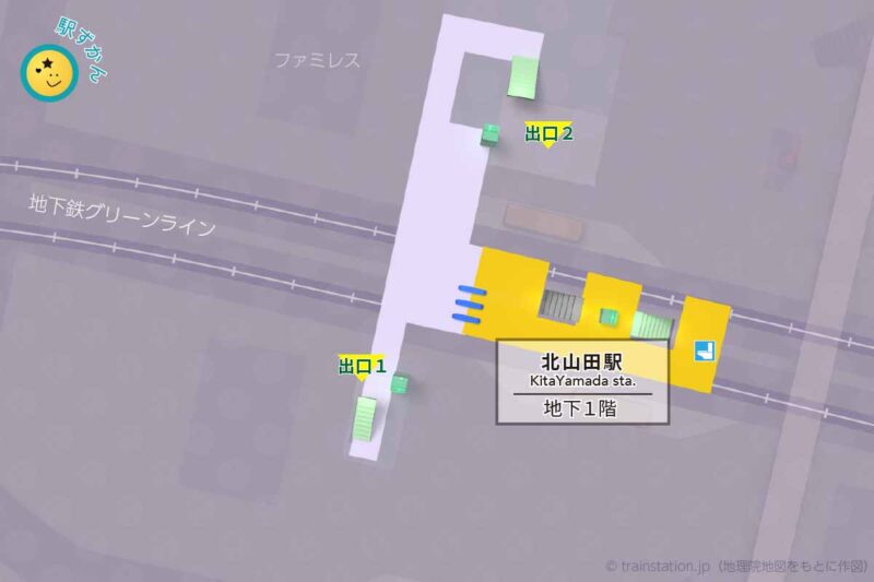 北山田駅構内図と周辺地図