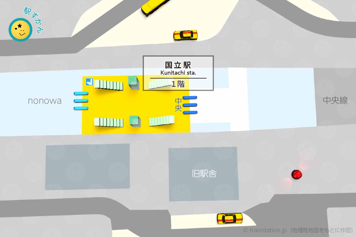 国立駅構内図と周辺地図