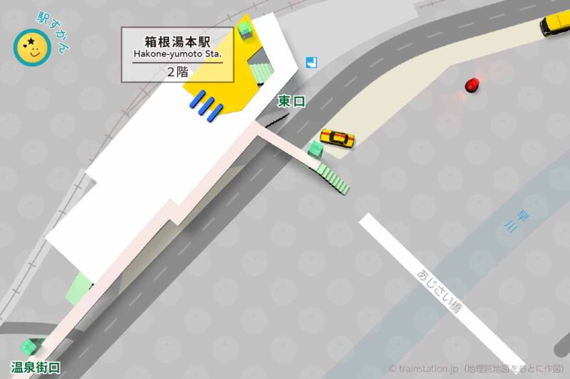 箱根湯本駅構内図と周辺地図