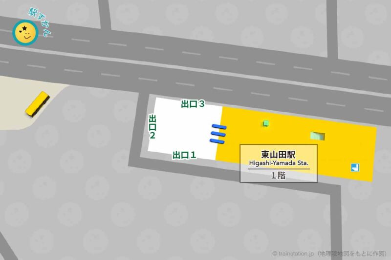 東山田駅構内図と周辺マップ