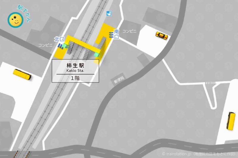 柿生駅構内図と周辺地図