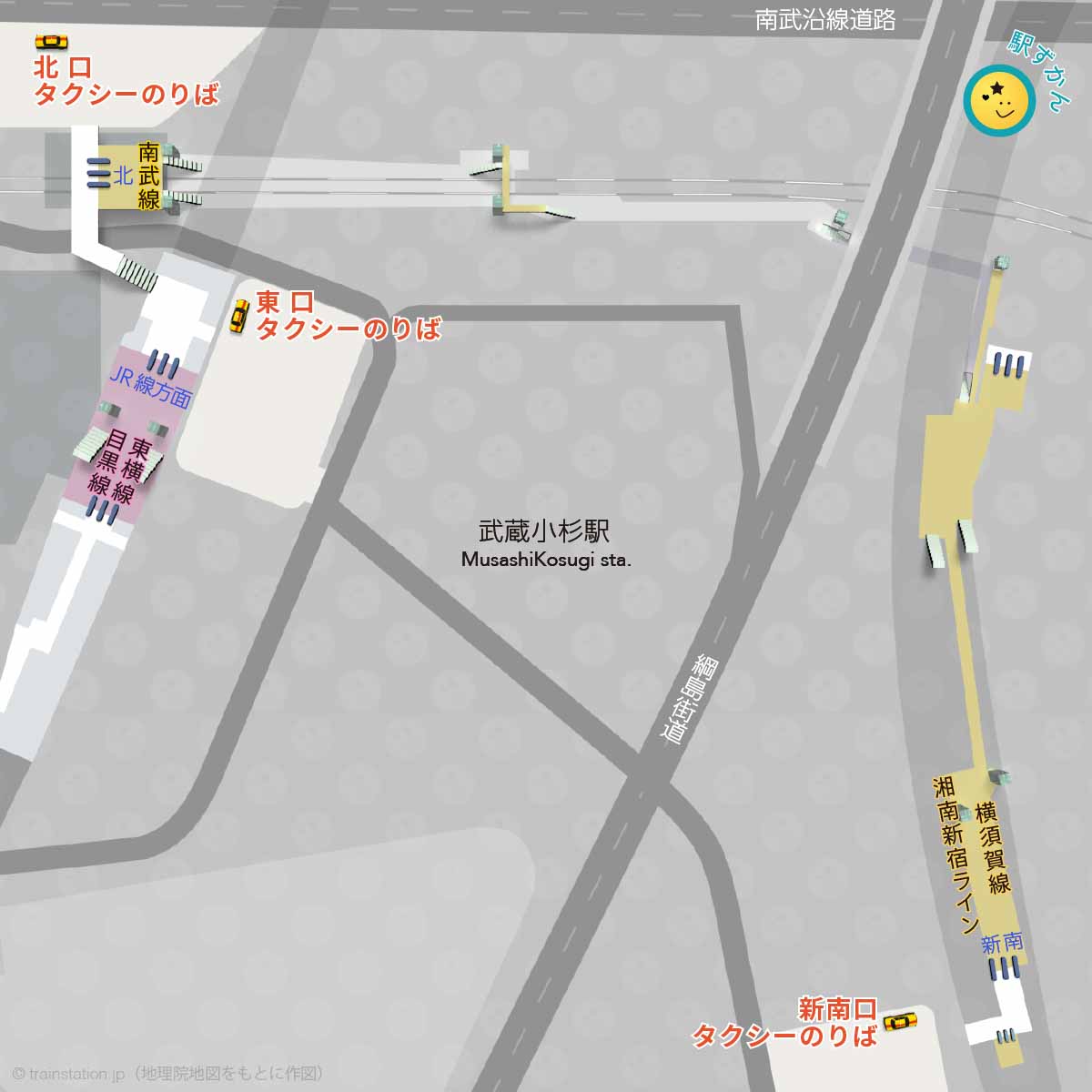 武蔵小杉駅タクシー乗り場マップ