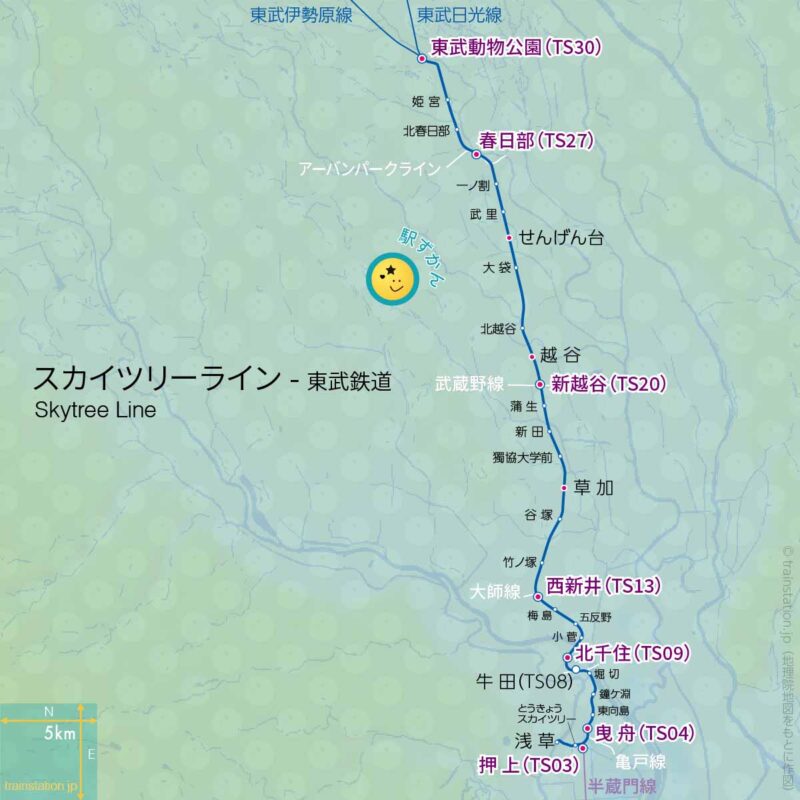 東武スカイツリーライン路線図と地図
