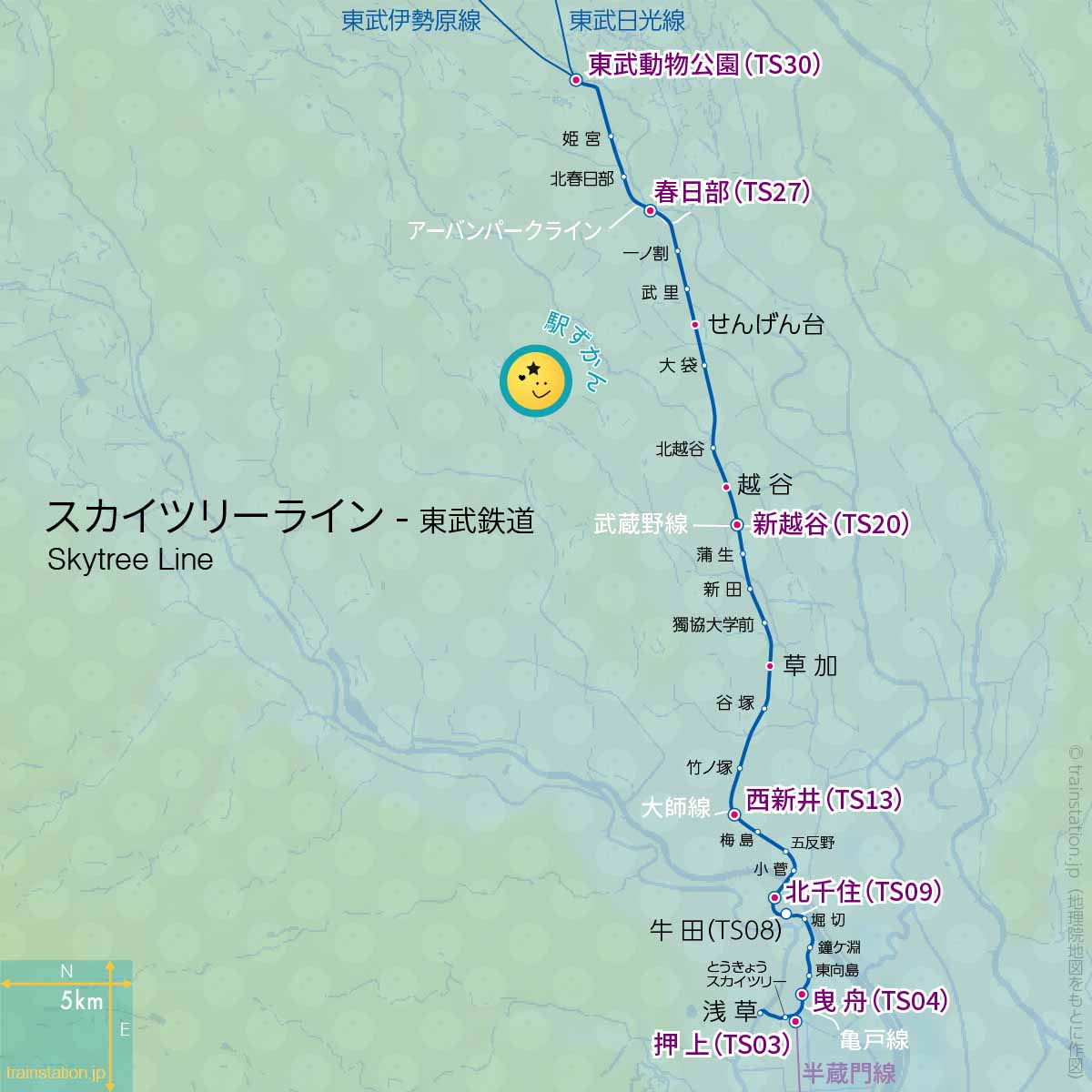 東武スカイツリーライン路線図と地図