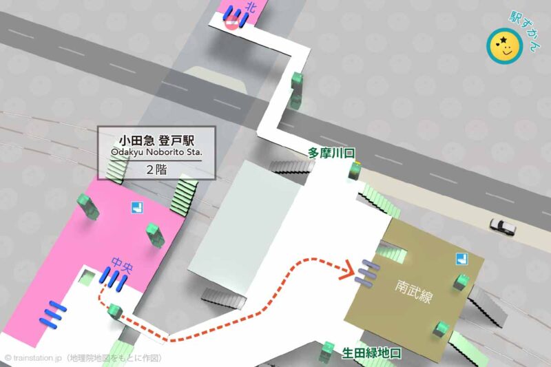 小田急 登戸駅構内図と周辺地図