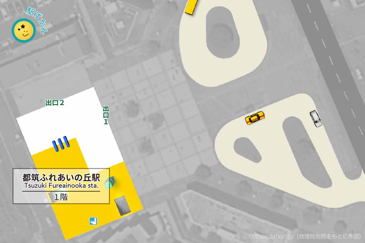 都筑ふれあいの丘駅構内図ガイドと周辺地図