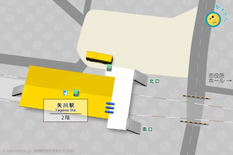 矢川駅構内図と周辺地図