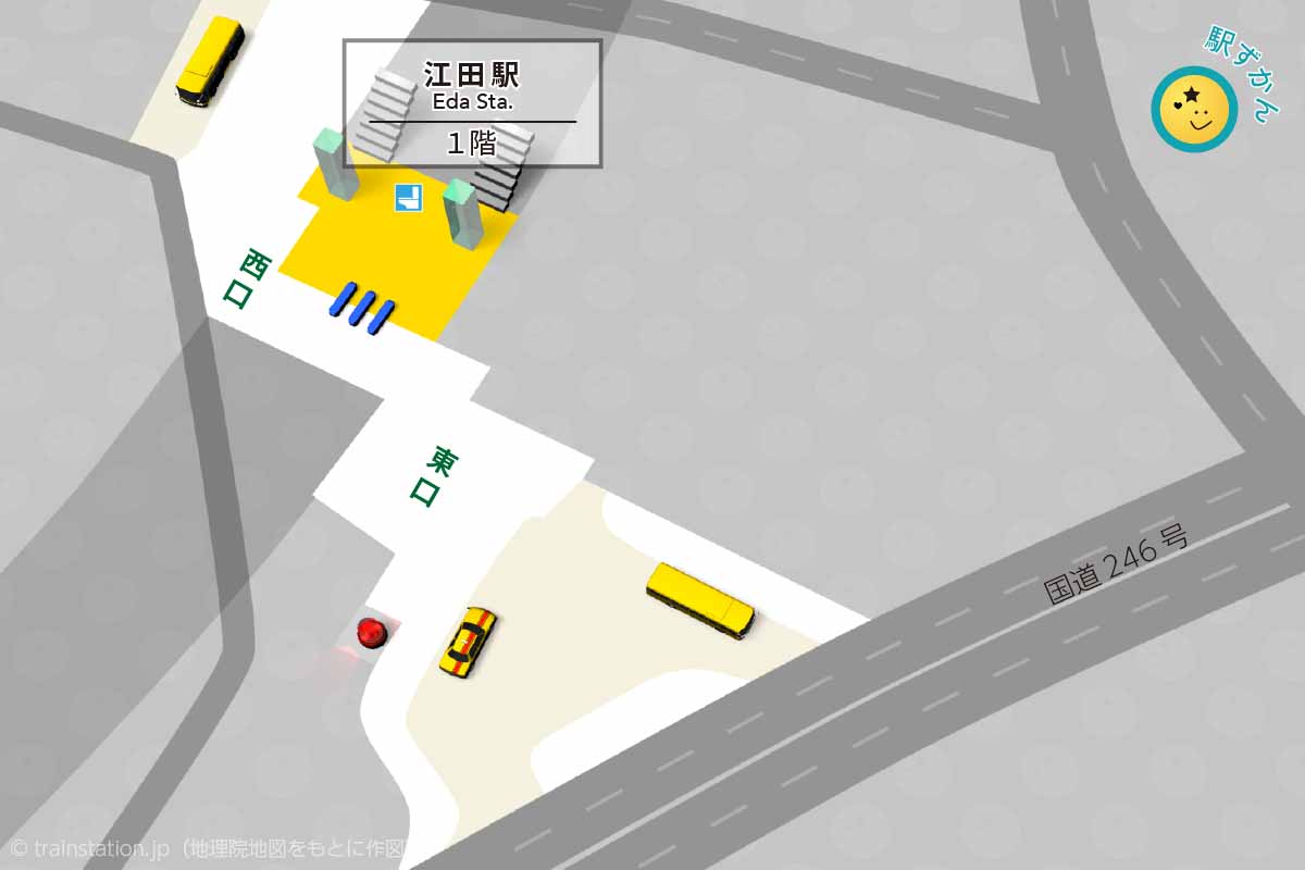 江田駅構内図と周辺地図