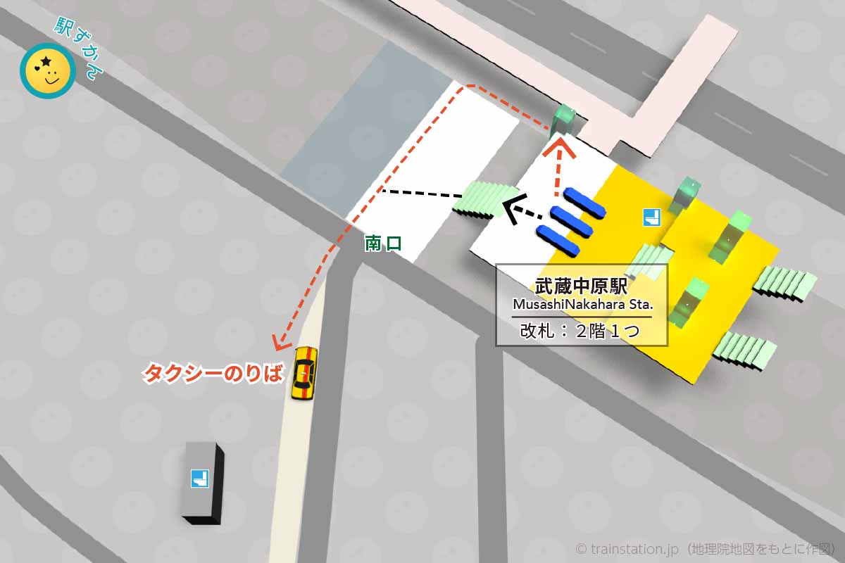 武蔵中原駅タクシー乗り場マップ