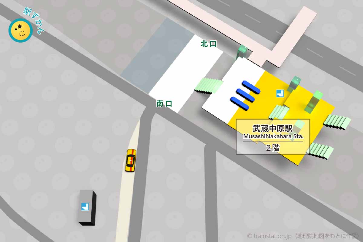 武蔵中原駅構内図(JR)と周辺地図