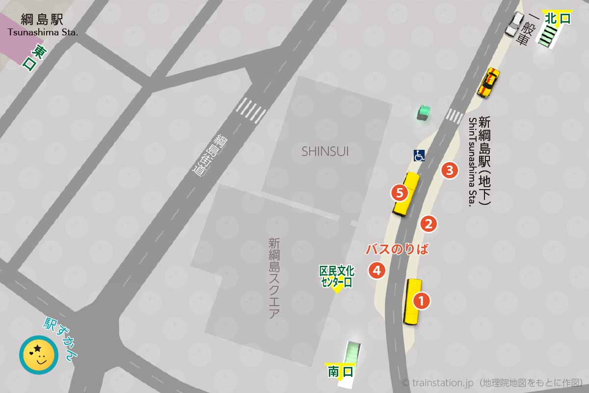 新綱島駅の交通広場（ロータリー）マップ