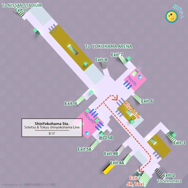 Sotetsu and Tokyu shinyokohama station map