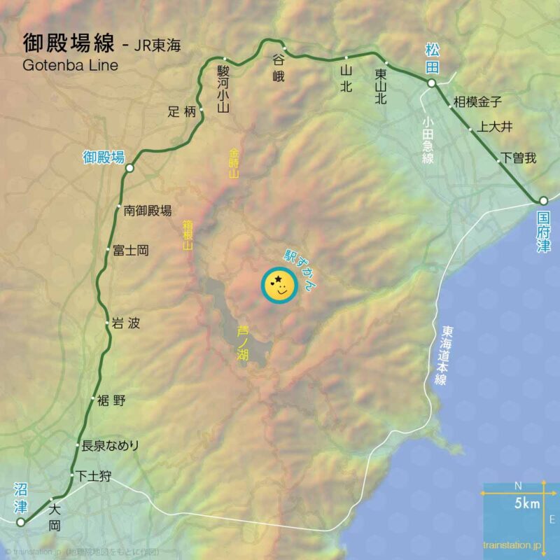 御殿場線路線図と地形地図