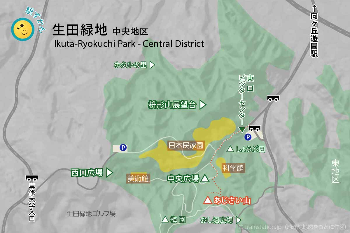 生田緑地あじさい山マップ(駅ずかん制作)