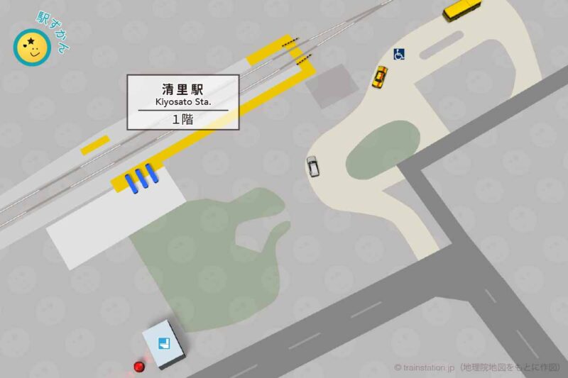 清里駅構内図とトイレなど周辺地図