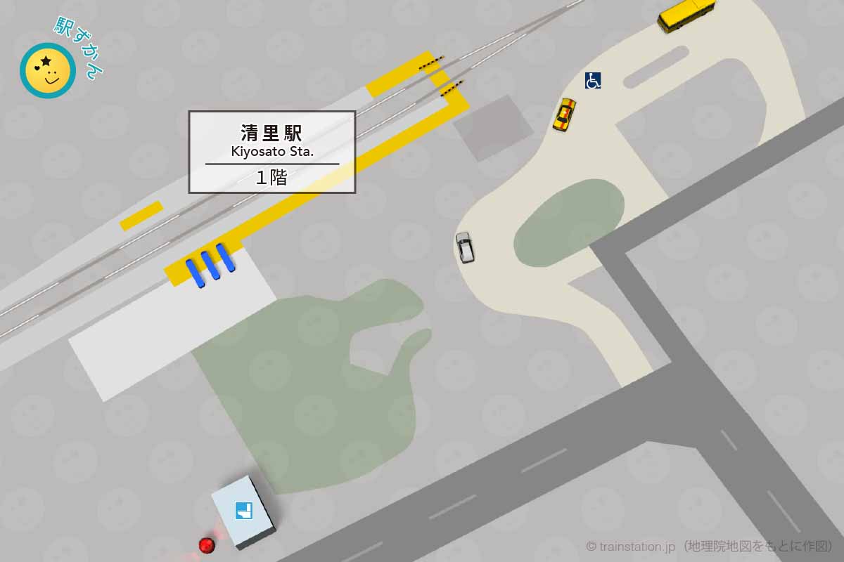 清里駅構内図とトイレなど周辺地図
