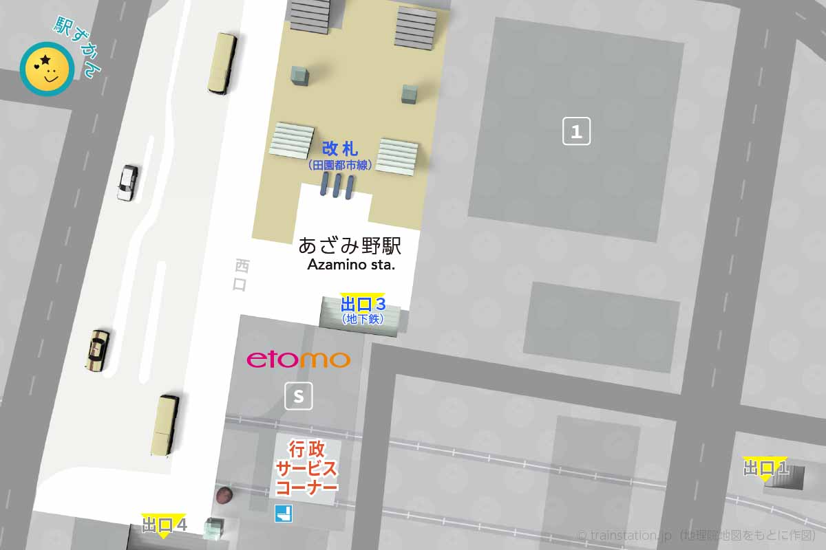 あざみ野駅 行政サービスコーナー地図