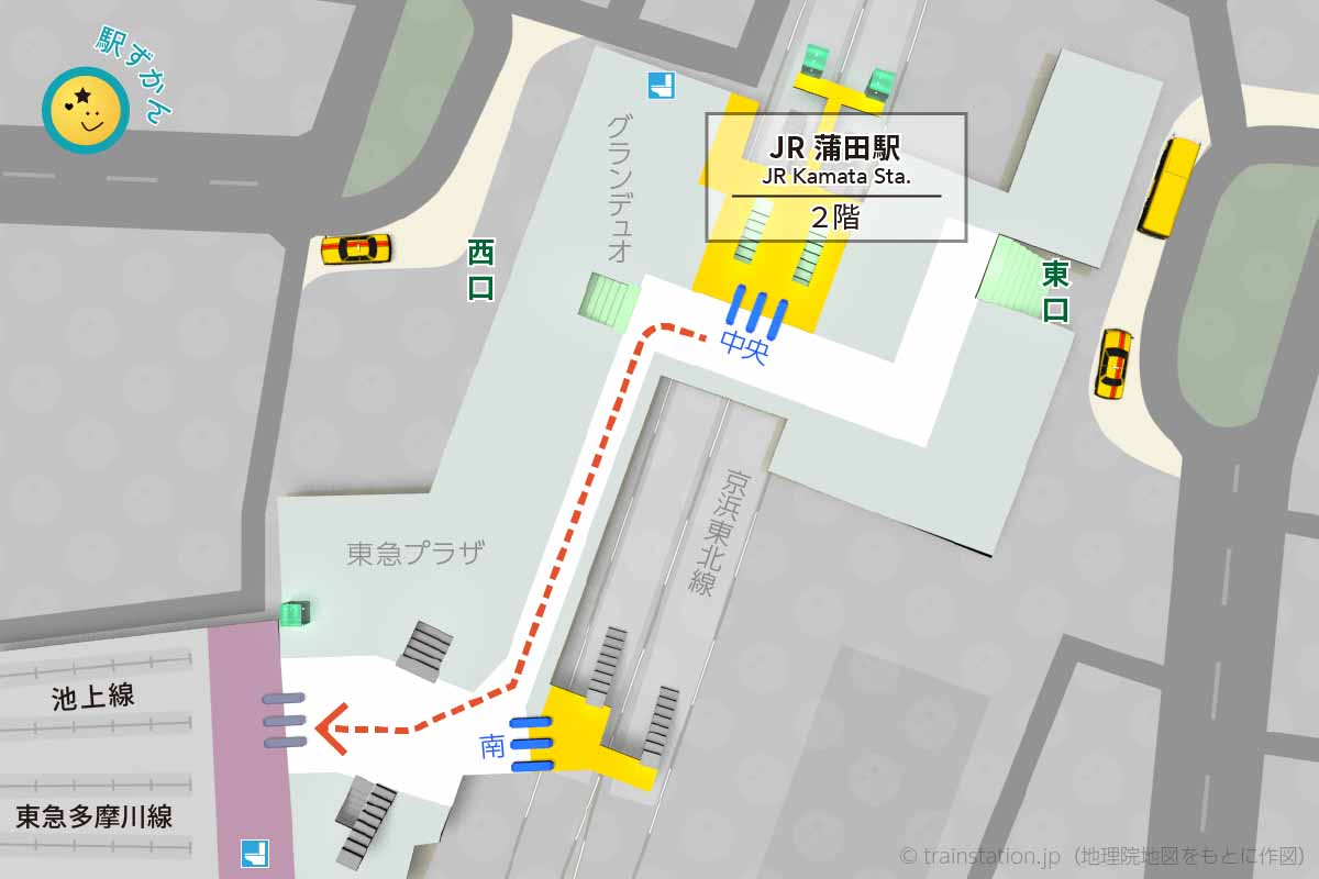 JR蒲田駅構内図と周辺地図
