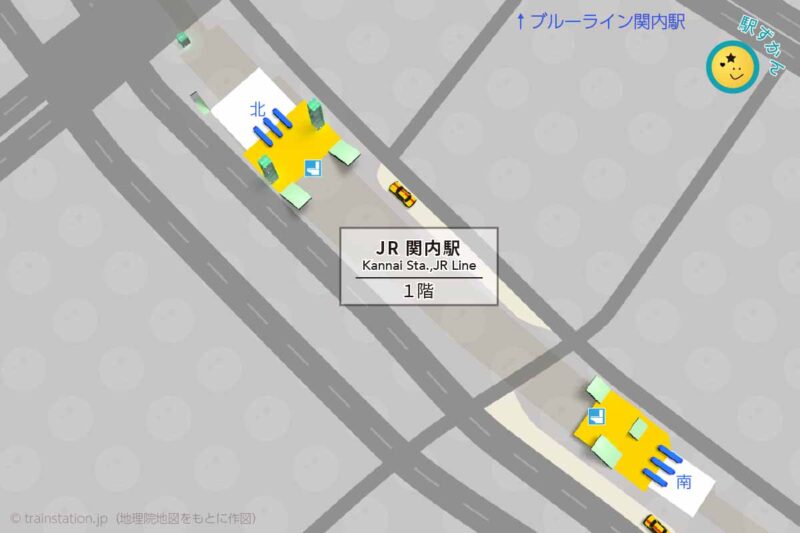 JR関内駅構内図と周辺地図（駅ずかん制作）