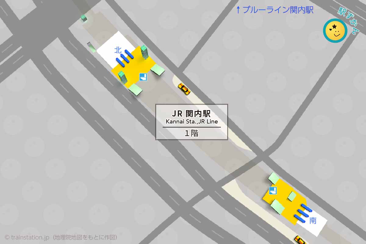 JR関内駅構内図と周辺地図（駅ずかん制作）
