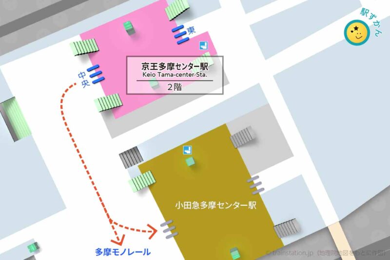京王多摩センター駅構内図と周辺地図