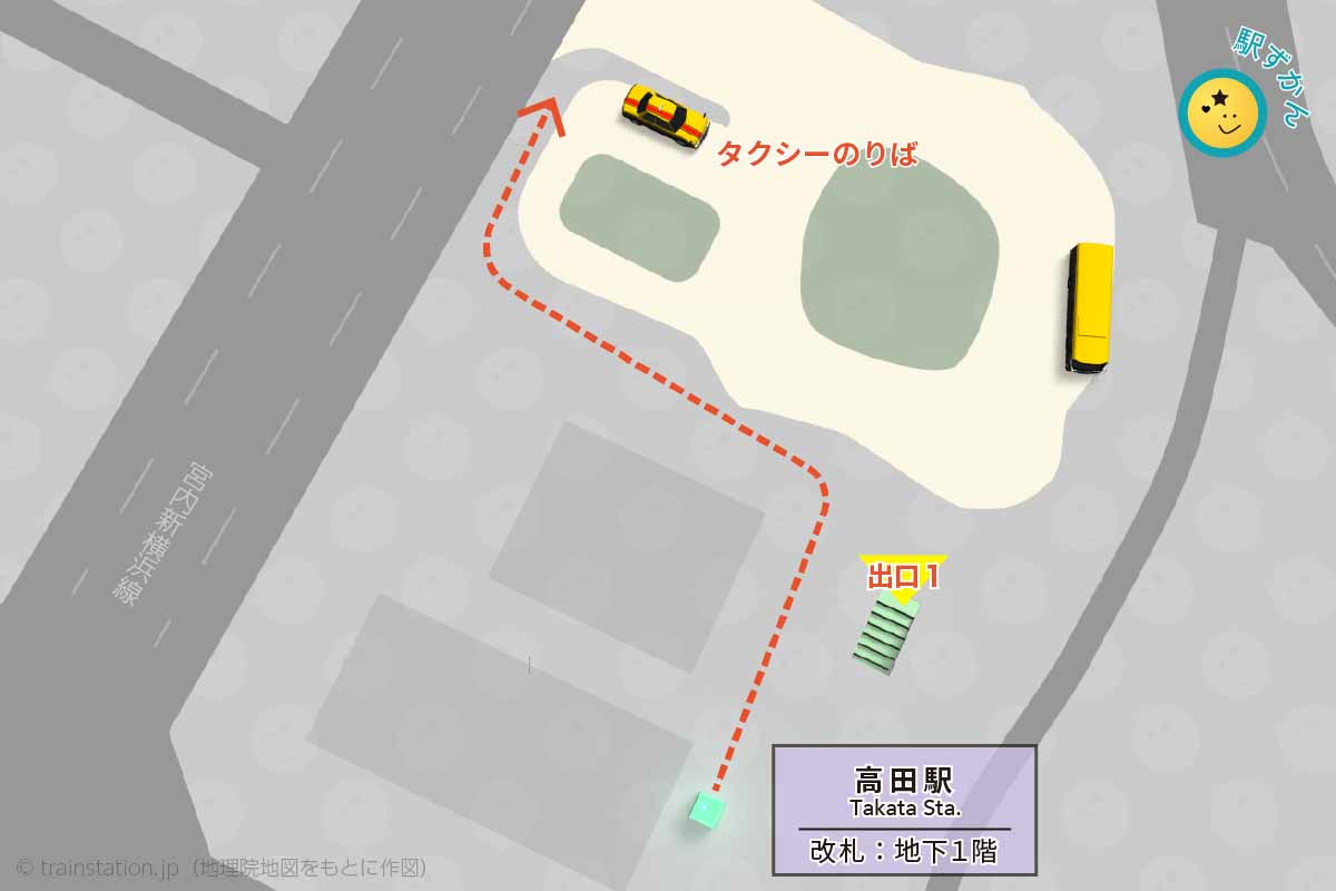 高田駅タクシー乗り場マップ・横浜市営地下鉄グリーンライン