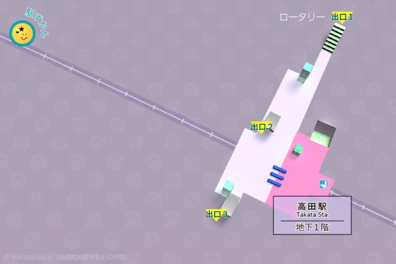 横浜市営地下鉄グリーンライン高田駅の構内図と周辺地図