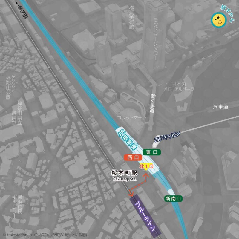 桜木町駅路線図・横浜の観光スポット マップ