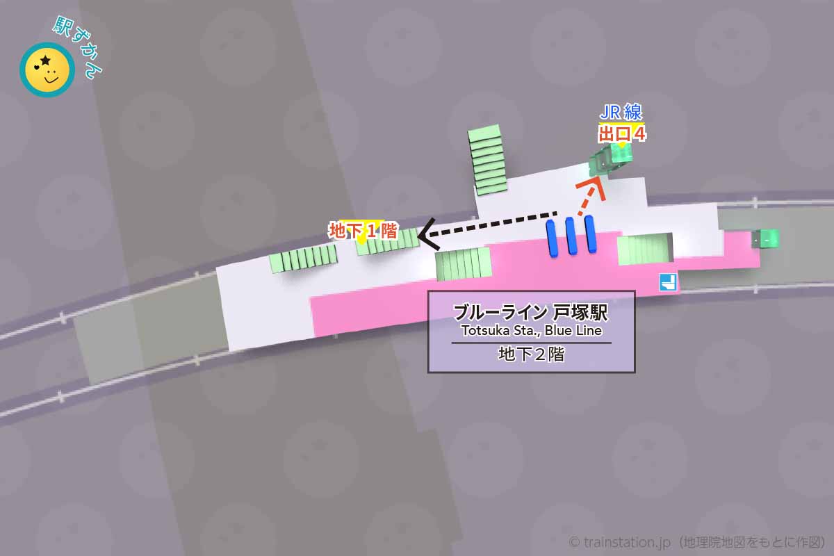 ブルーライン戸塚駅構内図（横浜市営地下鉄）と周辺地図
