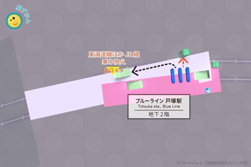 ブルーライン戸塚駅構内図と周辺地図