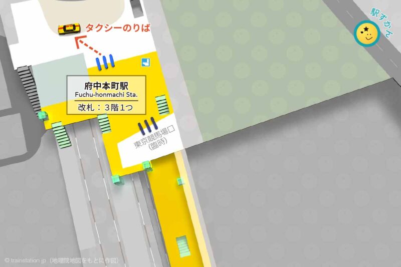 府中本町駅タクシー乗り場マップ（南武線・武蔵野線）