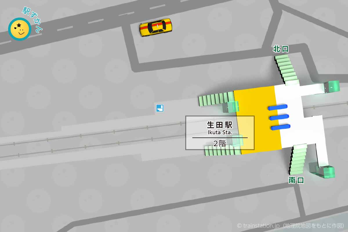 生田駅構内図(小田急線)と周辺マップ