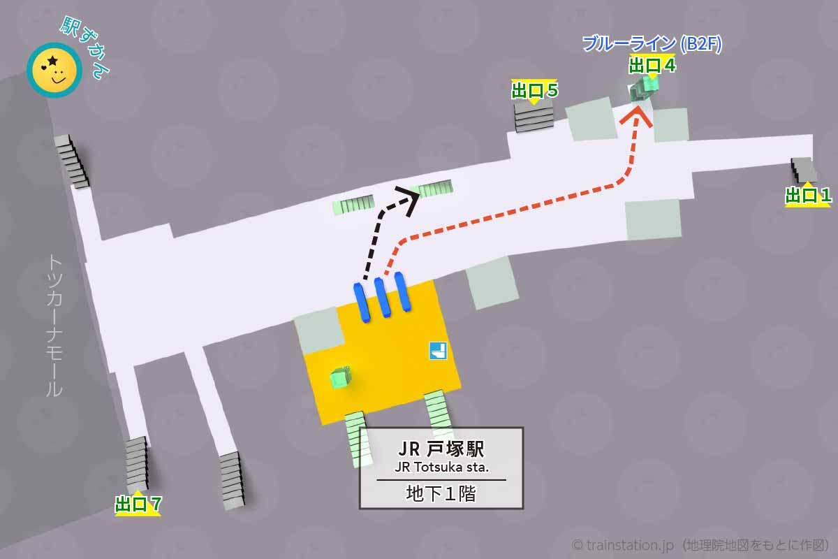 JR戸塚駅構内図と周辺地図・乗り換えルート