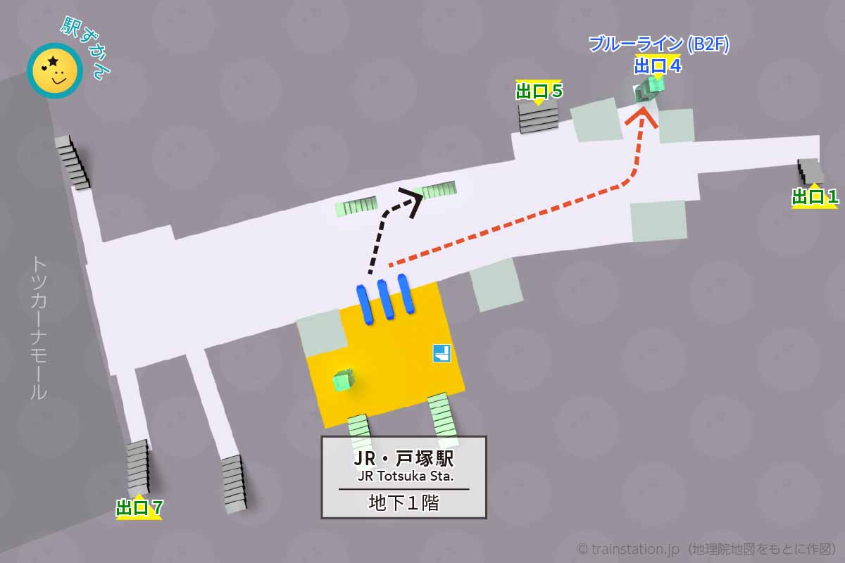 JR戸塚駅構内図と乗り換えルート