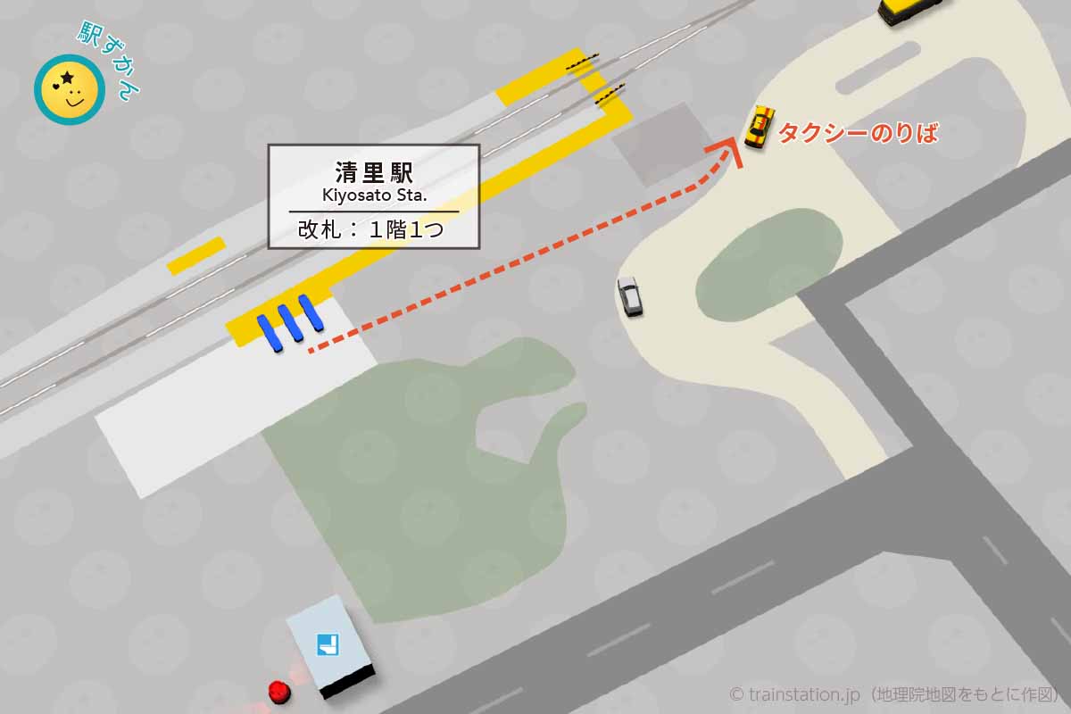 清里駅タクシー乗り場マップ（JR小海線）
