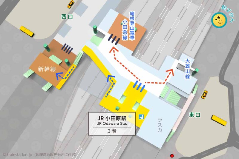 JR小田原駅構内図と周辺地図