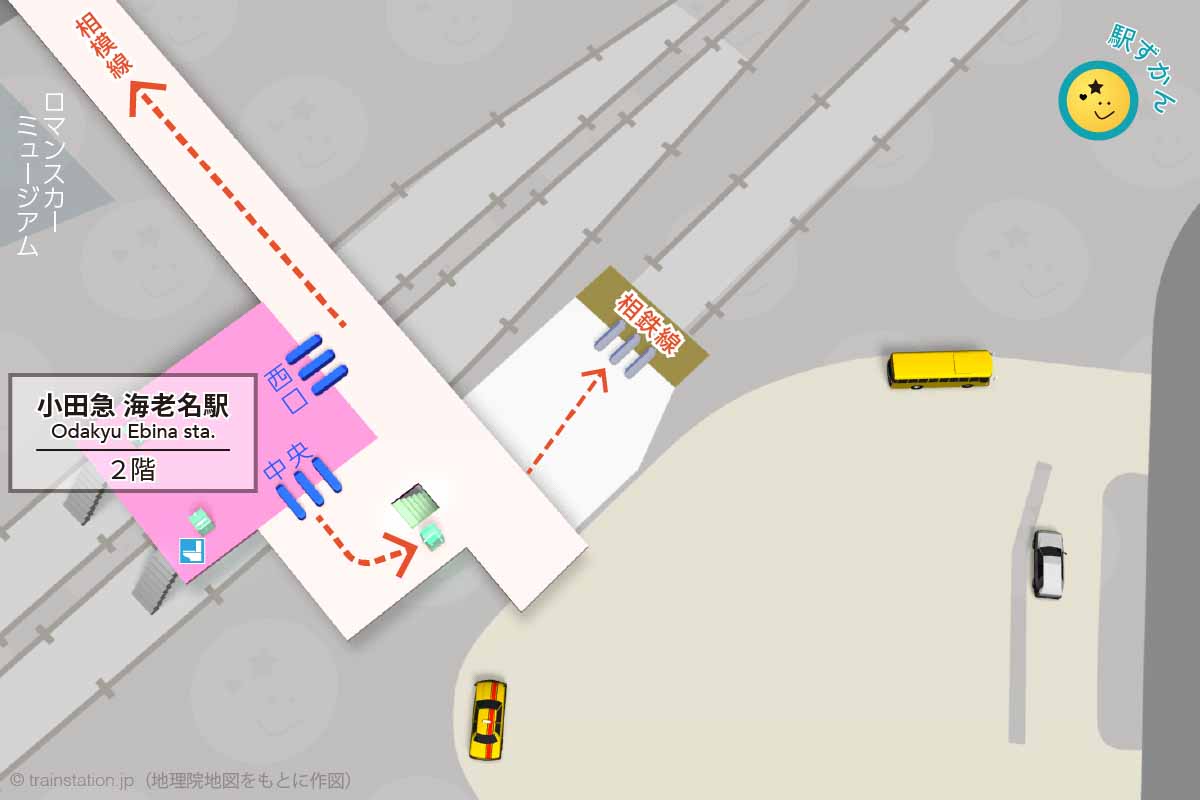 小田急 海老名駅構内図と周辺地図