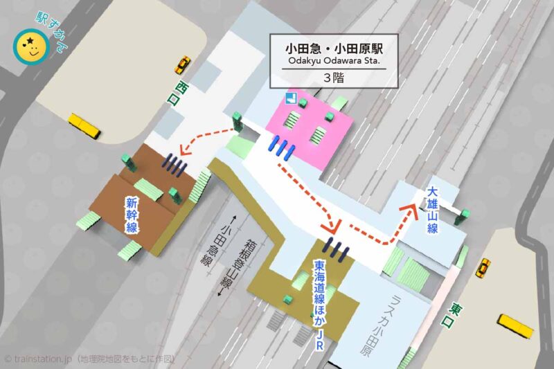 小田急・小田原駅構内図と周辺地図