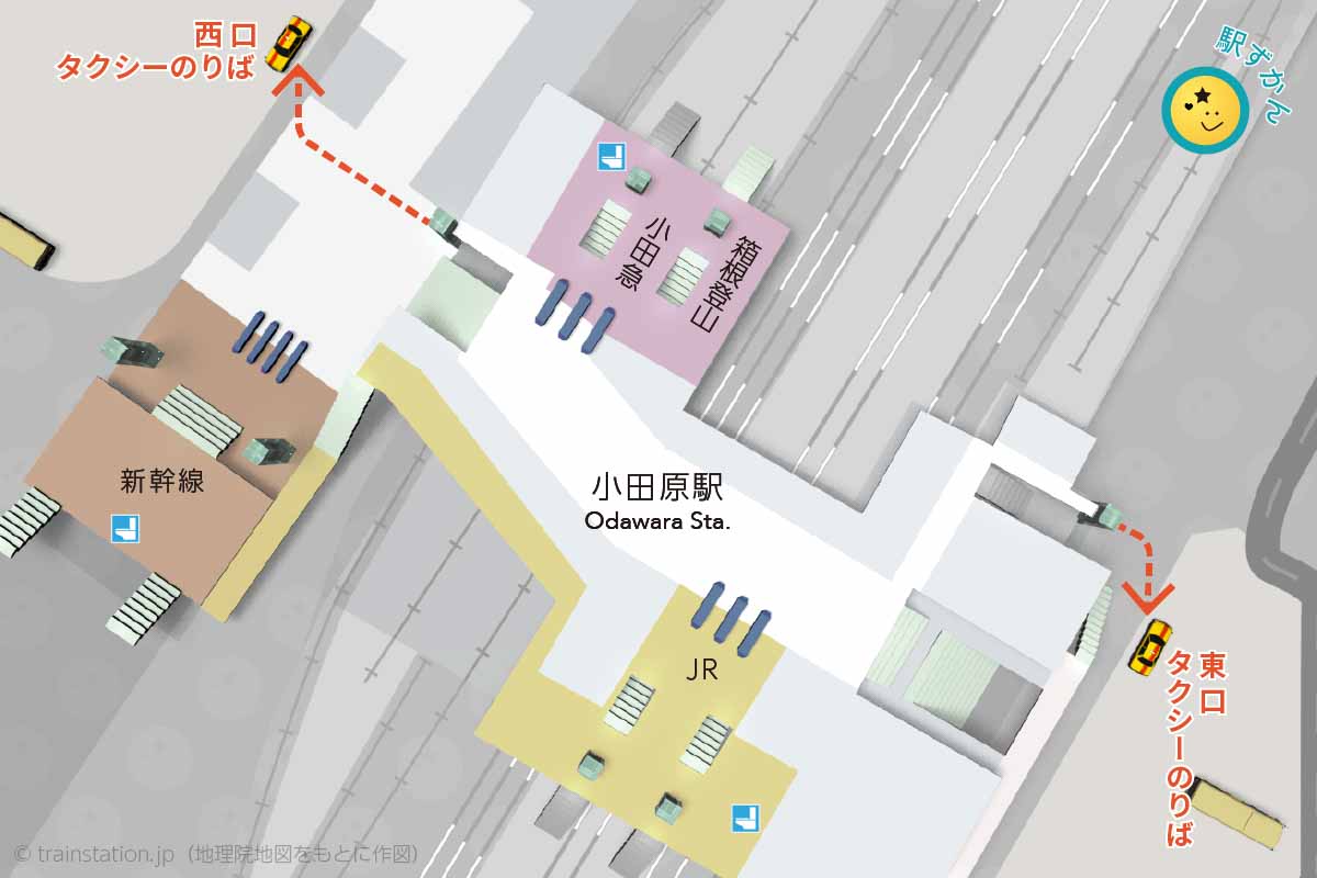 小田原駅タクシー乗り場マップ(新幹線・JR・小田急線)