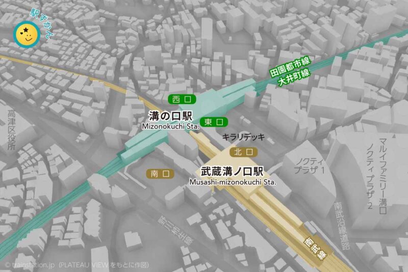 溝の口駅・武蔵溝ノ口駅の周辺マップ