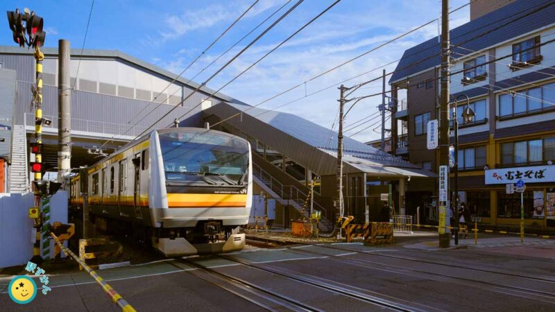 南武線E233系と稲田堤駅