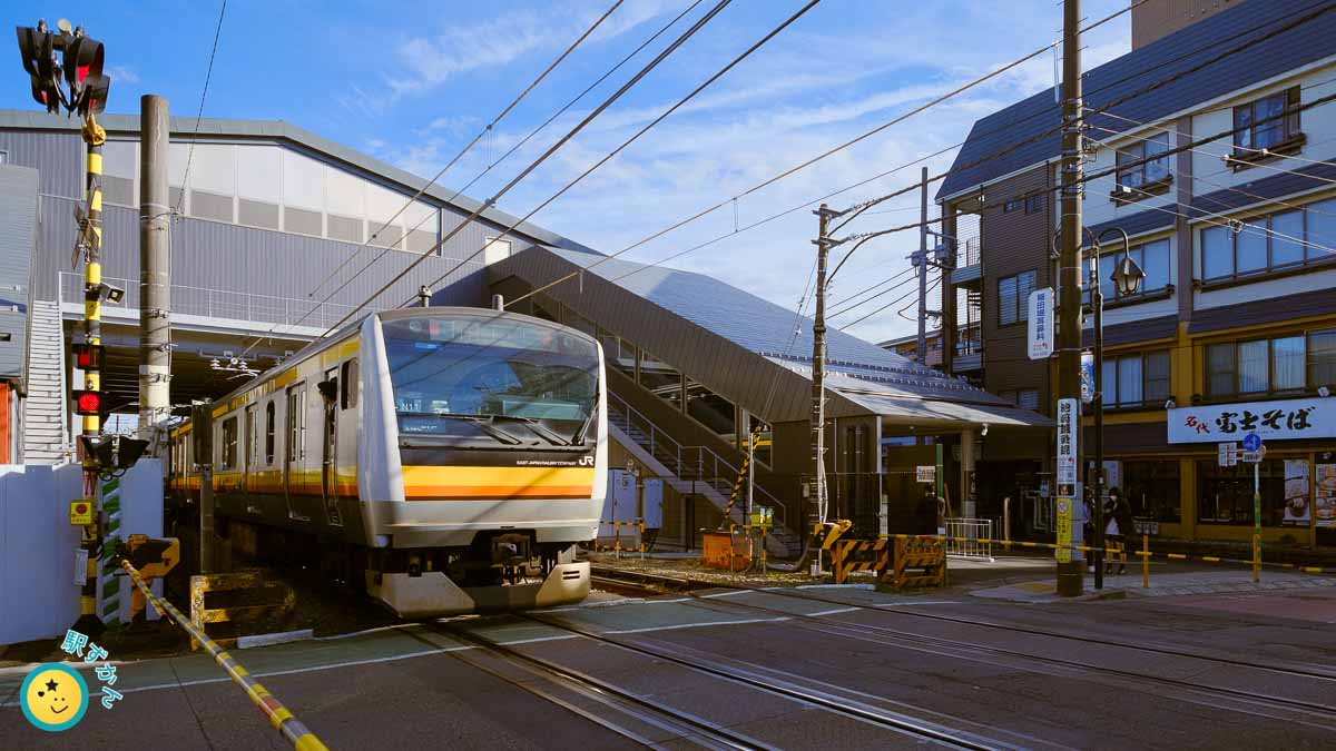 南武線E233系と稲田堤駅