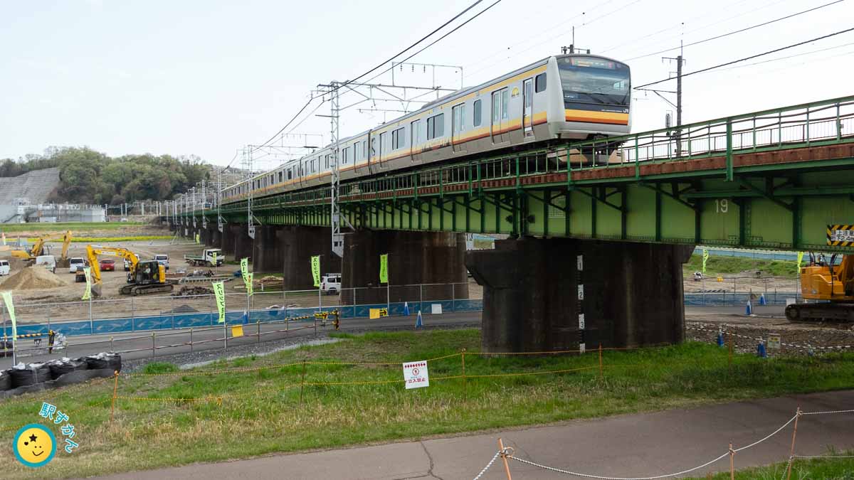 多摩川を渡る南武線