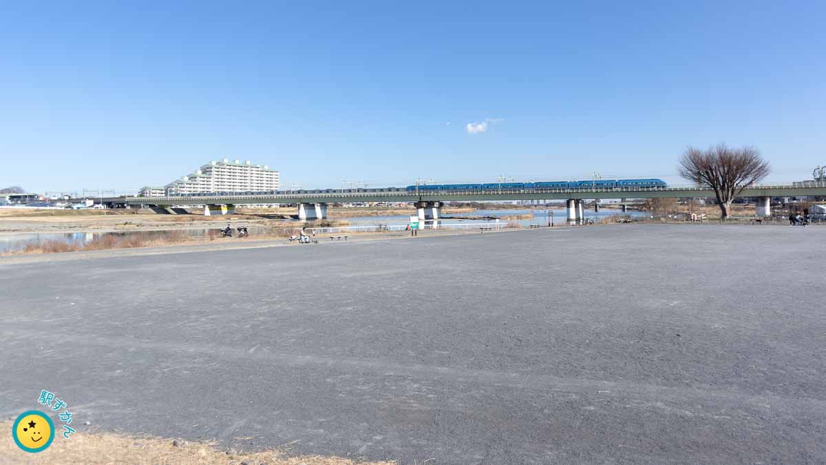 稲田多摩川公園より小田急線 多摩川橋梁