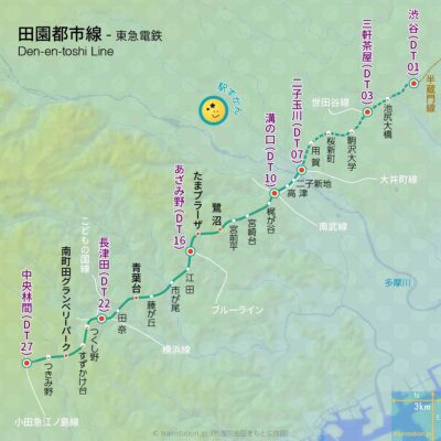 田園都市線 路線図（地形地図）と停車駅一覧｜東急電鉄 - 駅ずかん